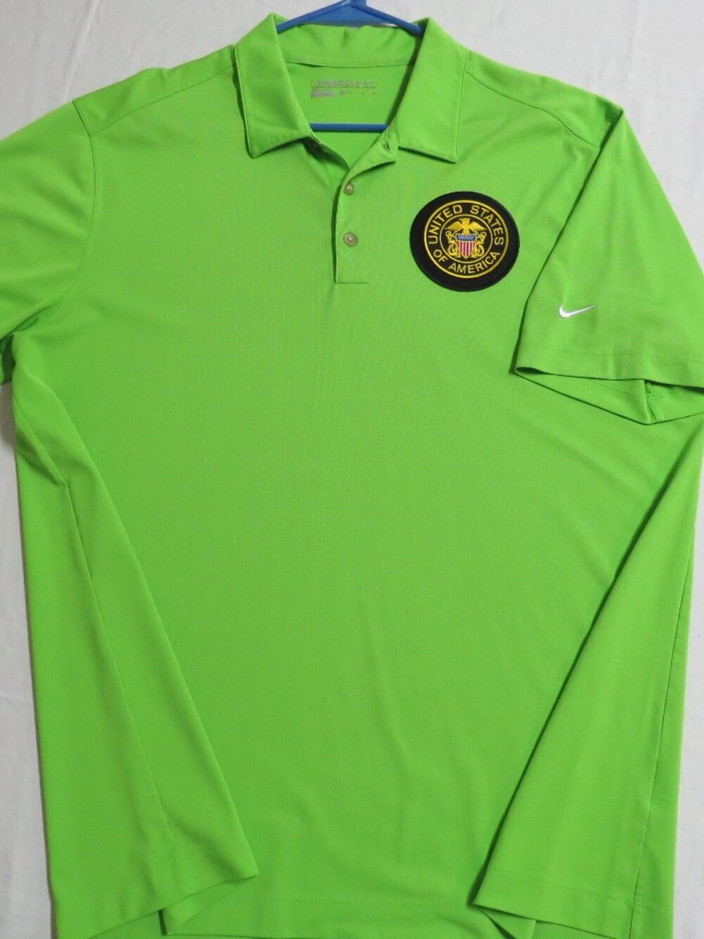 M-XL USA Lime Green Nike Dri-Fit Men's db #16M Golf Polo Shirt